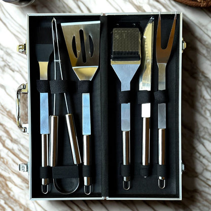 Kit parrillero con estuche de aluminio 6 utensilios